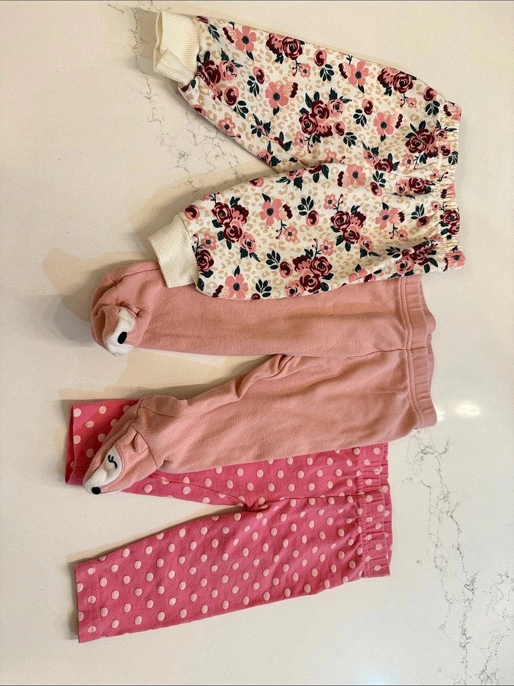 Baby mixed set Floral & Polka Dot Leggings 3-Piece Set Like New